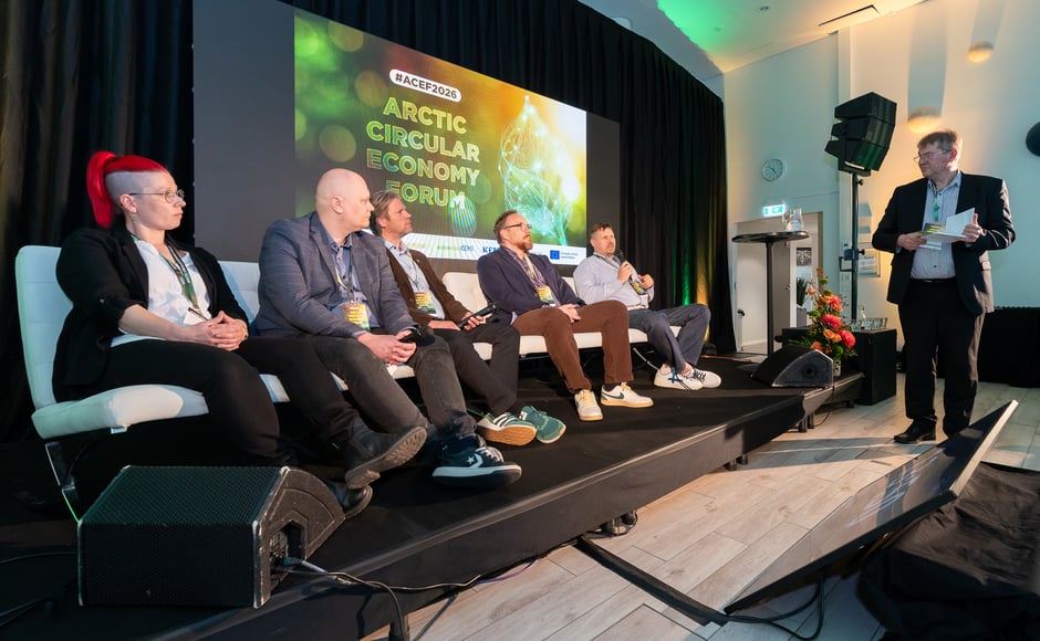 ACEF2026 -forumin loppuyhteenveto Ida Paaso, Sampsa Vuori, Kari poikela, Janne Rautio, Harri Gustafsberg ja Tuomas Pussila. Kuva Videcam