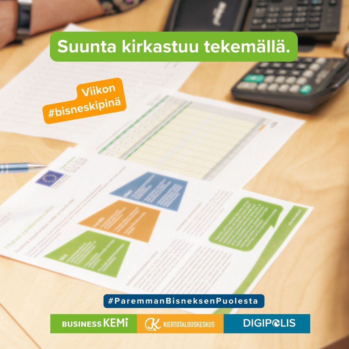 Business Kemin viikon #bisneskipinä aforismi 10. elokuuta 2026 Suunta kirkastuu tekemällä.