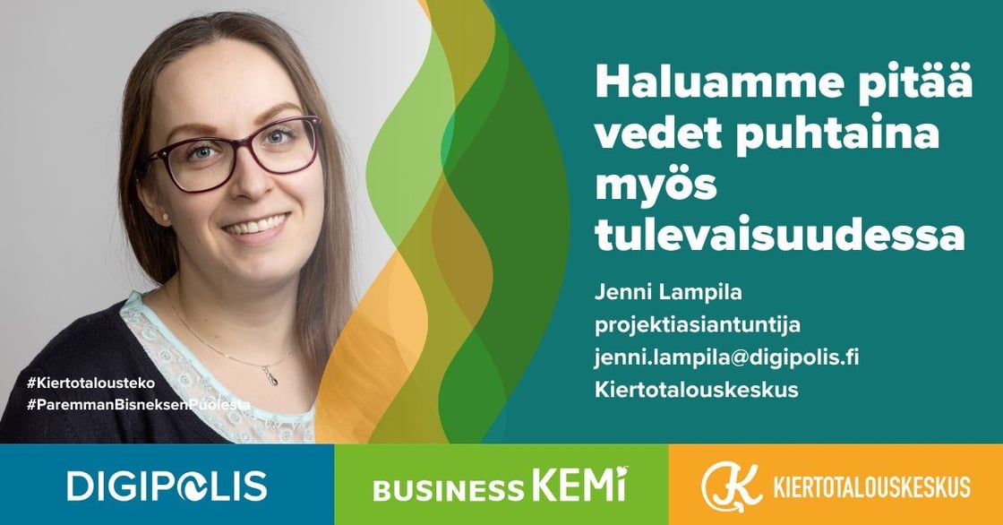 Haluamme pitää vedet puhtaina myös tulevaisuudessa, sanoo projektiasiantuntija Jenni Lampila Kiertotalouskeskuksesta.