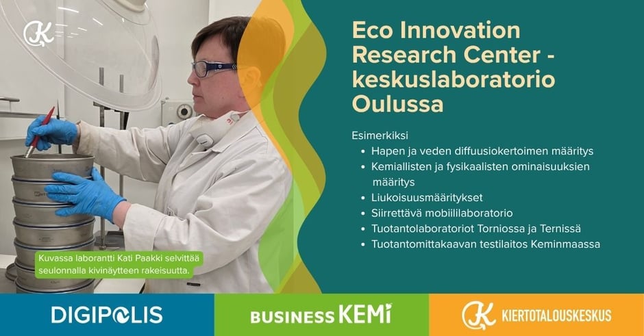 Tapojärven laborantti Kati Paakki selvittää kiviaineksen rakeisuutta.  Kuva Soile Suvanto Kemin Digipolis oy