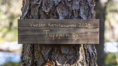 Vuoden 2024 Kiertotalousteko -palkinto Tapojärvi Oy