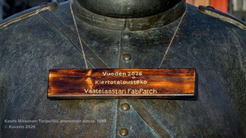 Vuoden 2026 Kiertotalousteko Vaatelaastari FabPatch