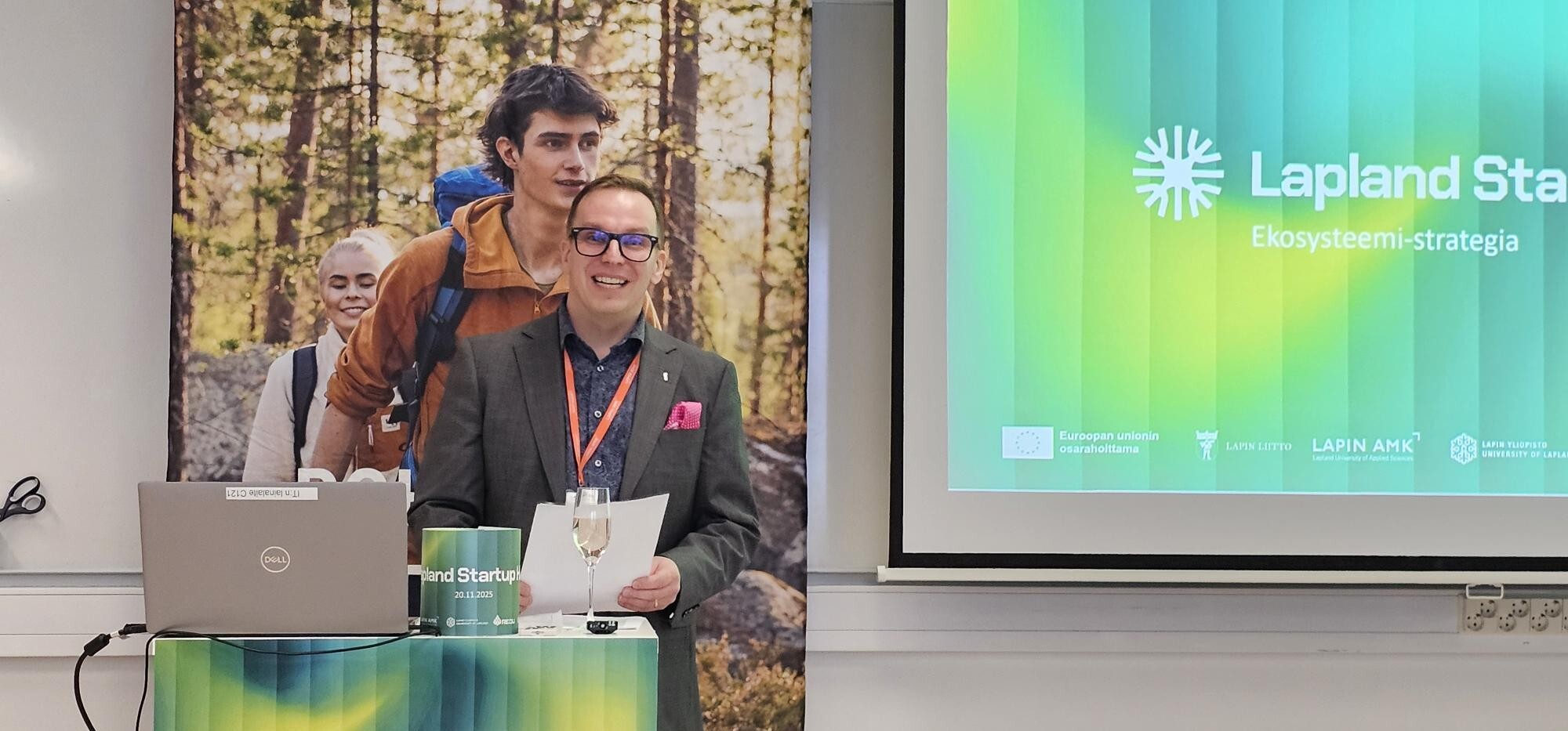 Lapland Startup Hubin projektipäällikkö Markus Pellikka avajaisissa 20.11.2025 kuva Soile Suvanto Kemin Digipolis oy