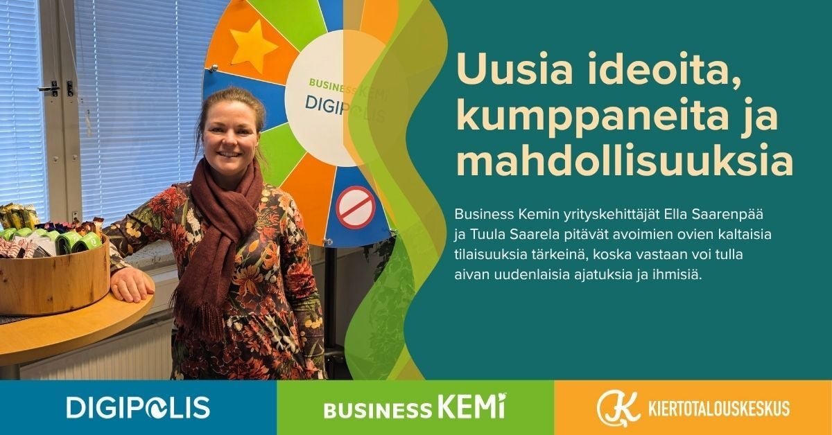 Uusia ideoita, kumppaneita ja mahdollisuuksia avoimien ovien päivästä, toteavat merkityksestä Business Kemin yrityskehittäjät Ella Saarenpää ja Tuula Saarela. Kuva Soile Suvanto Kemin Digipolis oy.