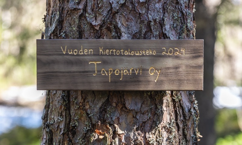 Vuoden 2024 Kiertotalousteko -palkinto Tapojärvi oy 