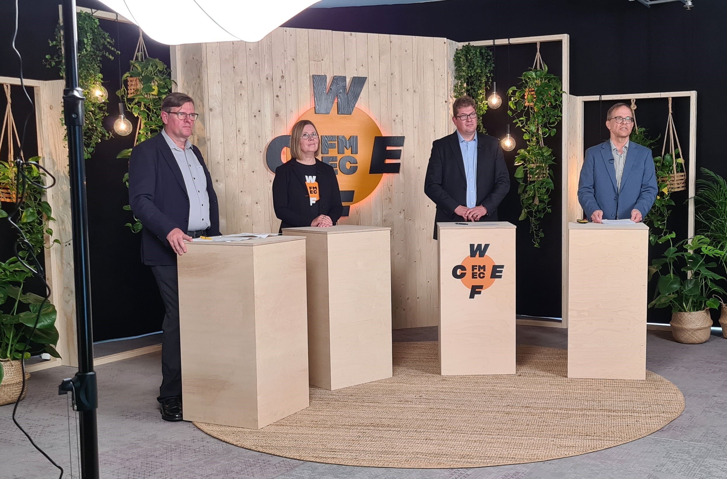 Klaus Tyrkkö, Nani Pajunen, Tuomas Pussila and Jukka Teräs at WCEF2021 livesession.